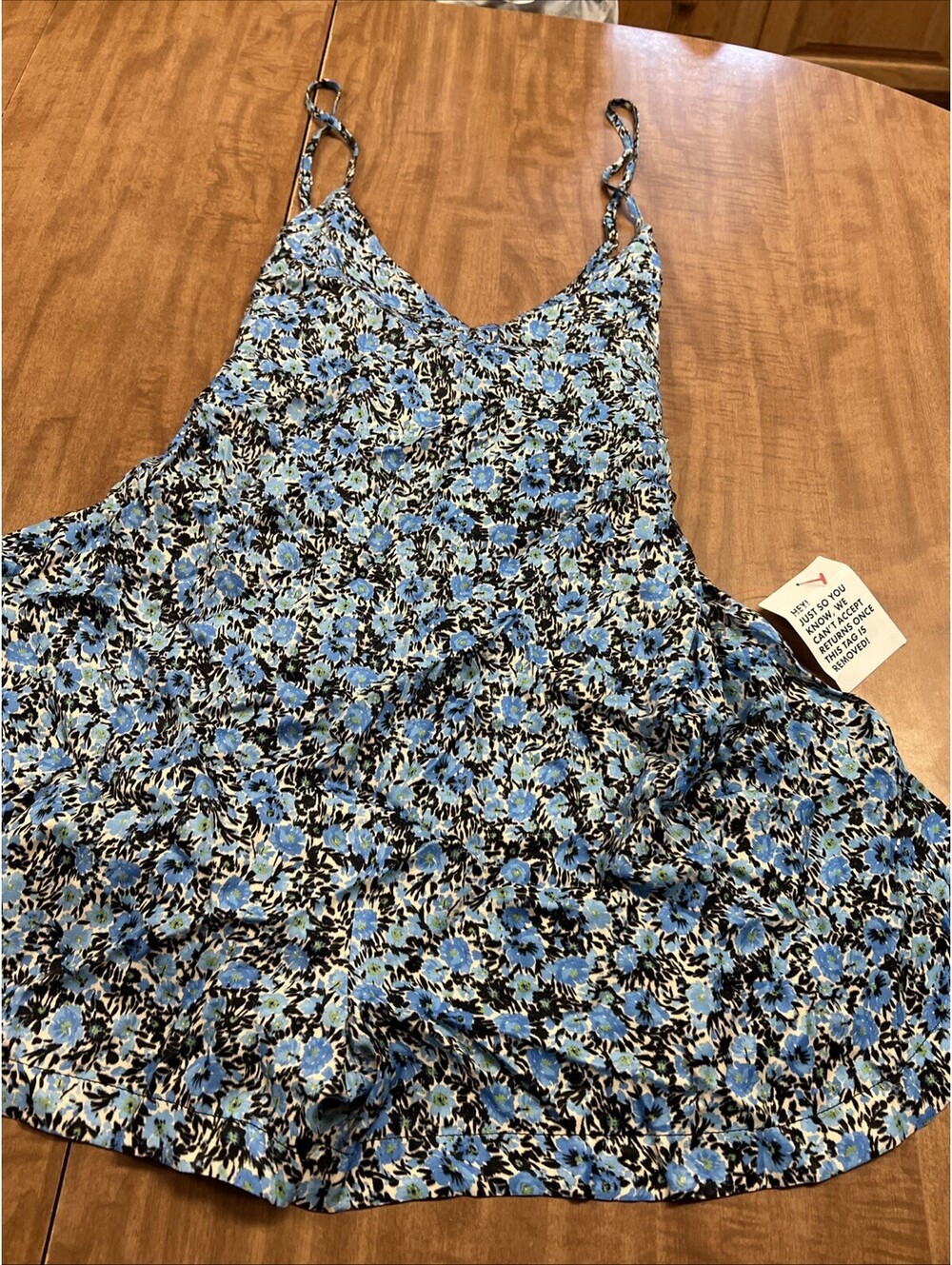Topshop Women Floral Print Tie Back V-Neck Romper Blue Multi Size 10
